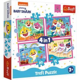 Puzzle 4w1 rodzina rekinów